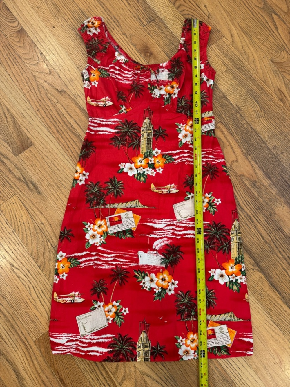 Hilo Hattie Tropical Floral Sundress in Red and Teal - Picture 5 of 9